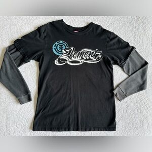 Vintage Element Skateboards Y2K Double Sleeve Long Sleeve T Shirt Large Black
